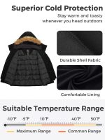 Wantdo Women's Plus Size Puffer Jacket Quilted Winter Coat Warm Hooded Winter Jacket Black 4X - Image 3
