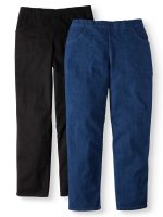 Just My Size Women's Plus Size Pull On Pants with Pockets, 30" Inseam for Regular, 2-Pack, Sizes 1X-4X